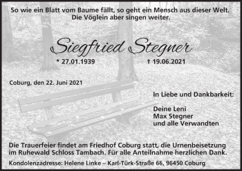 Anzeige von Max Stegner von MGO
