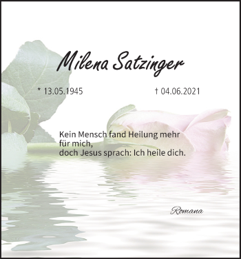 Anzeige von Milena Satzinger von MGO