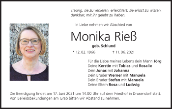 Anzeige von Monika Rieß von MGO