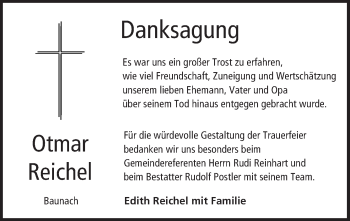 Anzeige von Otmar Reichel von MGO