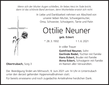 Anzeige von Ottilie Neuner von MGO