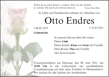 Anzeige von Otto Endres von MGO