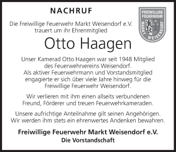 Anzeige von Otto Haagen von MGO