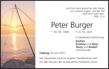 Anzeige von Peter Burger von MGO