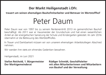 Anzeige von Peter Daum von MGO