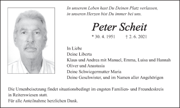 Anzeige von Peter Scheit von MGO