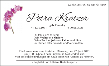 Anzeige von Petra Kratzer von MGO