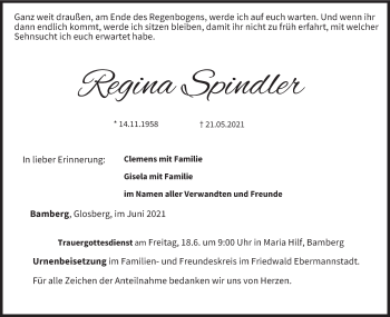 Anzeige von Regina Spindler von MGO