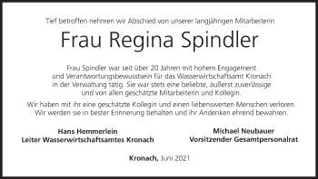 Anzeige von Regina Spindler von MGO