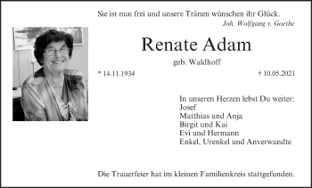 Anzeige von Renate Adam von MGO