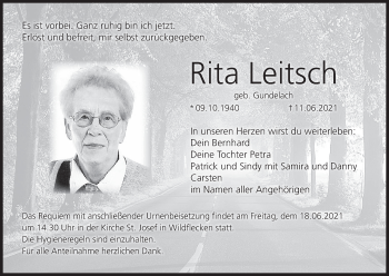 Anzeige von Rita Leitsch von MGO