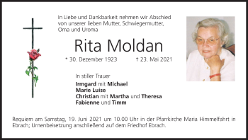 Anzeige von Rita Moldan von MGO