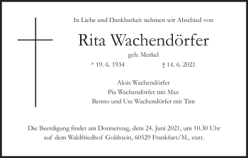 Anzeige von Rita Wachendörfer von MGO
