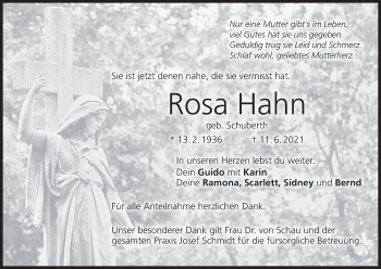 Anzeige von Rosa Hahn von MGO