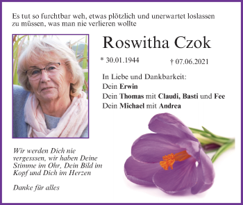 Anzeige von Roswitha Czok von MGO