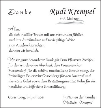 Anzeige von Rudi Krempel von MGO
