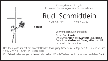 Anzeige von Rudi Schmidtlein von MGO