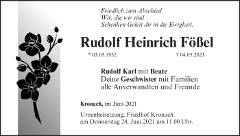 Anzeige von Rudolf Heinrich Fößel von MGO