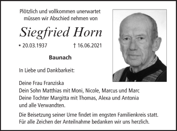 Anzeige von Siegfried Horn von MGO