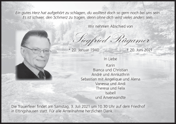 Anzeige von Siegfried Rügamer von MGO
