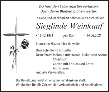 Anzeige von Sieglinde Weinkauf von MGO