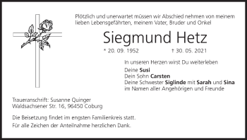 Anzeige von Siegmund Hetz von MGO