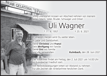 Anzeige von Uli Wagner von MGO