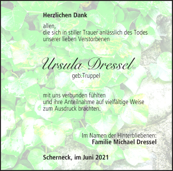 Anzeige von Ursula Dressel von MGO
