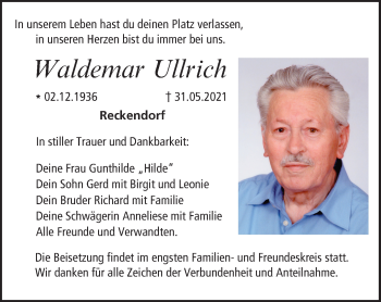 Anzeige von Waldemar Ullrich von MGO