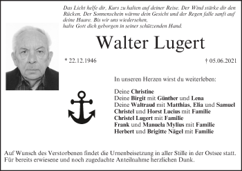 Anzeige von Walter Lugert von MGO