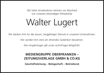 Anzeige von Walter Lugert von MGO