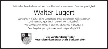 Anzeige von Walter Lugert von MGO