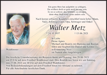 Anzeige von Walter Metz von MGO