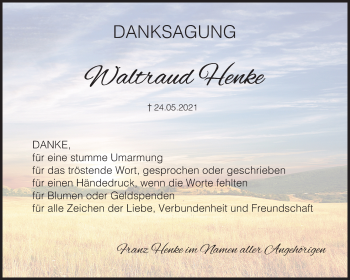 Anzeige von Waltraud Henke von MGO