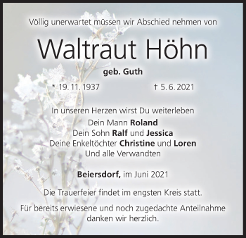 Anzeige von Waltraut Höhn von MGO