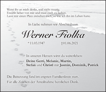 Anzeige von Werner Fiolka von MGO