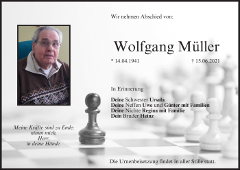 Anzeige von Wolfgang Müller von MGO