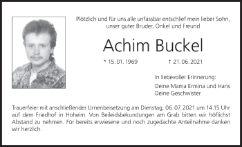 Anzeige von Achim Buckel von MGO