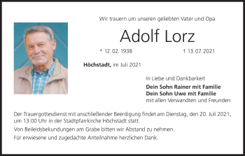 Anzeige von Adolf Lorz von MGO