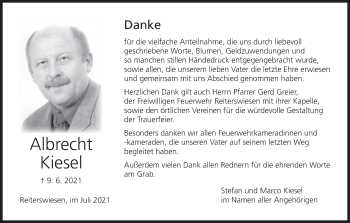 Anzeige von Albrecht Kiesel von MGO