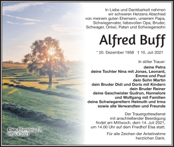 Anzeige von Alfred Buff von MGO