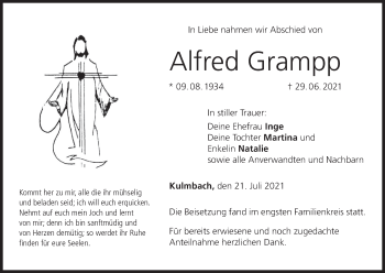 Anzeige von Alfred Grampp von MGO