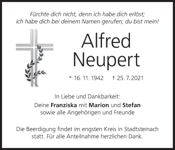 Anzeige von Alfred Neupert von MGO