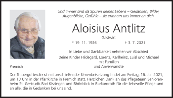 Anzeige von Aloisius Antlitz von MGO