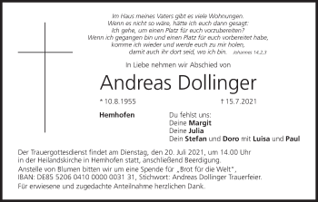 Anzeige von Andreas Dollinger von MGO