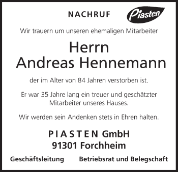 Anzeige von Andreas Hennemann von MGO
