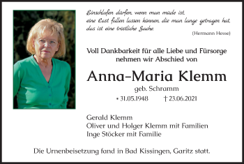 Anzeige von Anna-Maria Klemm von MGO