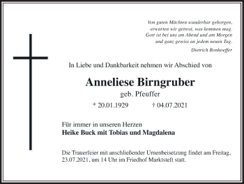 Anzeige von Anneliese Birngruber von MGO