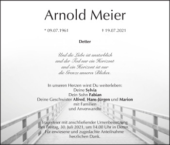 Anzeige von Arnold Meier von MGO