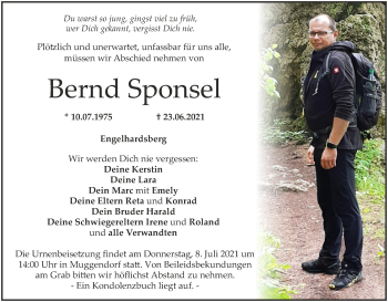 Anzeige von Bernd Sponsel von MGO